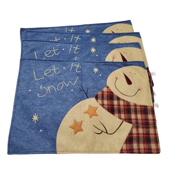 Let It Snow Kitchen Table Placemats Snowman /Farmhouse/Winter/Christmas - Picture 2 of 11